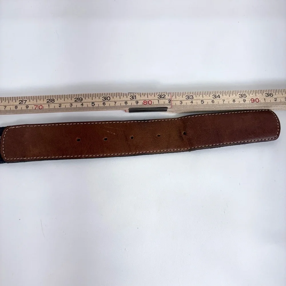 Gaucho Life Pampas Polo Belt Brown Leather Navy Blue Woven Diamond Size 30